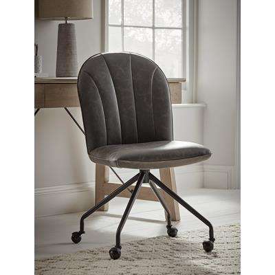 Faux Leather Fluted Office Chair - Grey