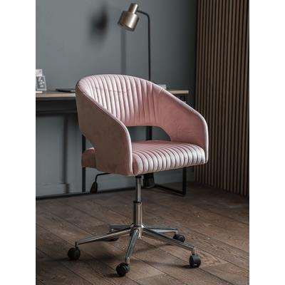 Fluted Velvet Office Chair - Blush