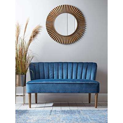 Fluted Velvet Sofa - Blue