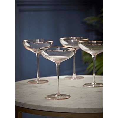 Four Gold & Blush Champagne Coupes