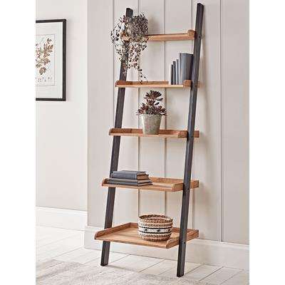 Leaning Oak Ladder Shelf