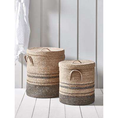Two Striped Laundry Baskets