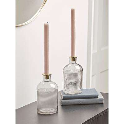 Two Textured Bottle Candle Holders
