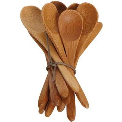 Carved Bamboo Small Spoons set of 6