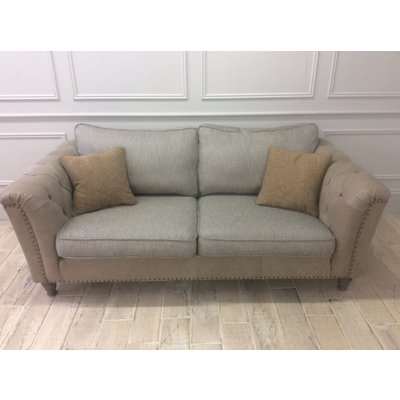 Dorset Leather and Fabric Medium Sofa PLUS Love seat PLUS footstool in Buffed Wolf fabric & leather MIX