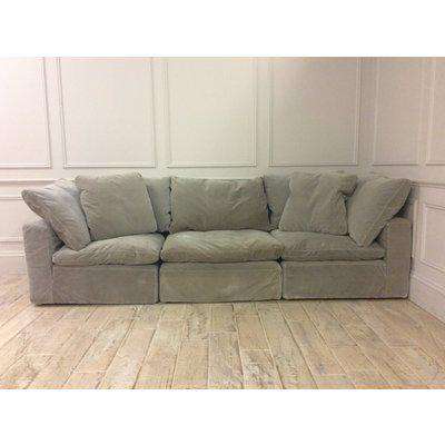 Feather Standard Fabric 5 Seater Sofa in Grey Velvet