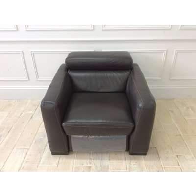 Francesca Armchair with Electric Recliner in 10ZC Brown Leather and Contrast Stitching