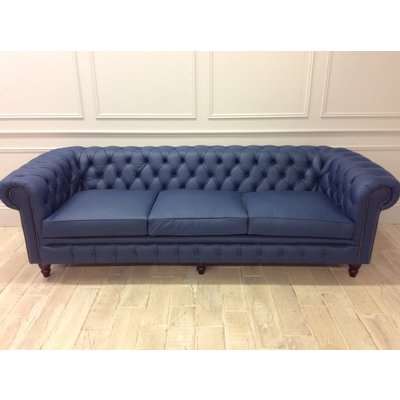 Harrington 4 Seater Chesterfield Sofa in Shelly Majorca Blue Leather
