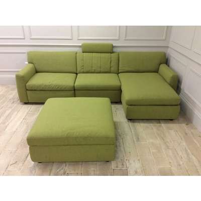 Lana Sofa with right hand facing Storage Chaise plus storage footstool in Espero 03 Fabric