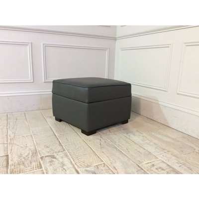 Leather Footstool with Storage in Grey