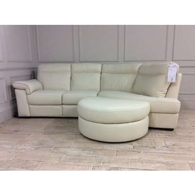 Naples medium corner sofa with 1 electric recliner and footstool Italia Medium Grade Leather - Protected 15C1