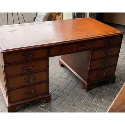 Small Wooden Captains Desk with Drawers