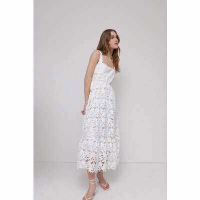Lace Strappy Square Neck Midi Dress