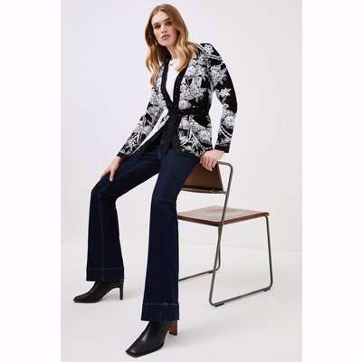 Mirror Paisley Jacquard Knit Belted Cardigan