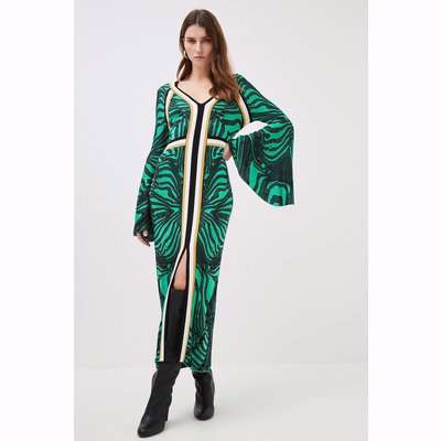 Mirror Zebra Slinky Jacquard Maxi Knit Dress