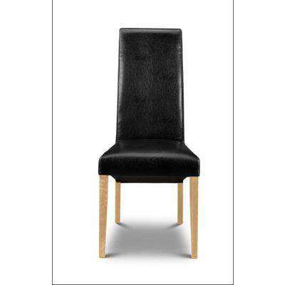 6 x Artemis Dining Chairs Black Faux Leather With Oak Finish Legs