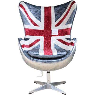 Aviator Union Jack Retro Swivel Fabric Aluminium Egg Chair