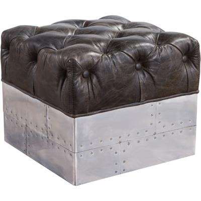Chesterfield Aviator Leather Square Footstool