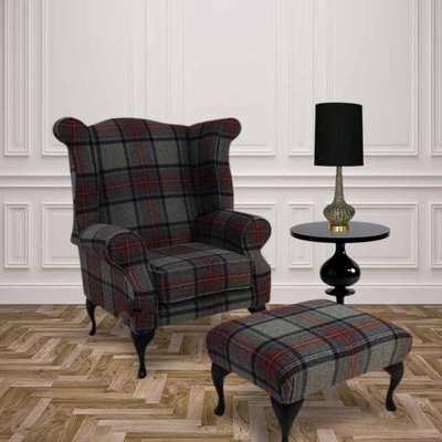 Chesterfield Edward Queen Anne Wool Tweed Wing Chair Fireside&hellip;