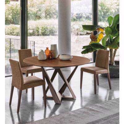 Cronos Dining Table With Walnut Top With Brown Base 130cm
