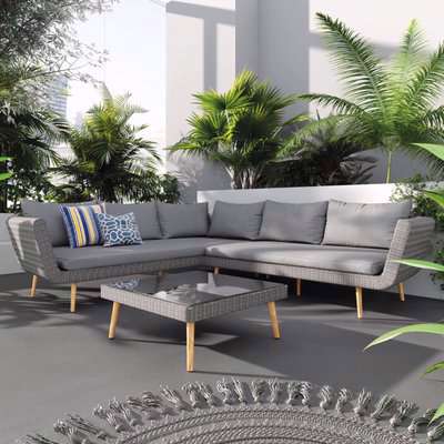 Eva Corner Grey Rattan Garden Sofa Set With Modern&hellip;