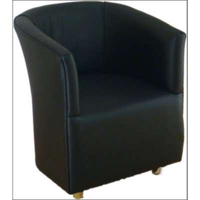 Leather Black Cushioned Faux Tub Bucket Chair for Bars