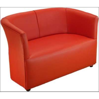 Leather Ferrari Red Cushioned Faux Tub Bucket Chair for Bars