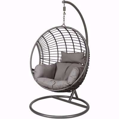 Mia Grey Rattan Single Egg Chair With Aluminium Base
