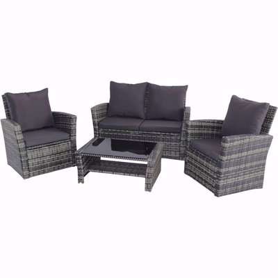 Oriana Grey Rattan Garden 2 Seater Sofa and 2 Armchairs&hellip;