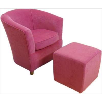 Pink Bucket Tub Chair Upholstered in Chenille Fabric