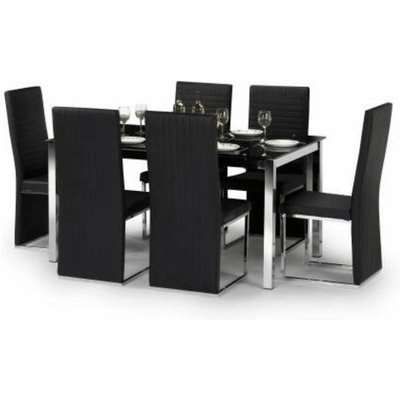 Tempo Chrome & Black Glass Dining Table