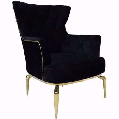 Tulip Black Fabric Designer Chair Gold Trim