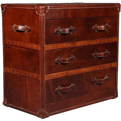 Vintage Antique Leather Chest Of Drawers