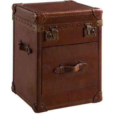 Antique Vintage Leather Storage Trunk Small