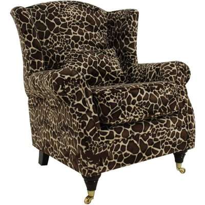 Wing Chair Fireside High Back Armchair Piazza Square Mustard Fabric