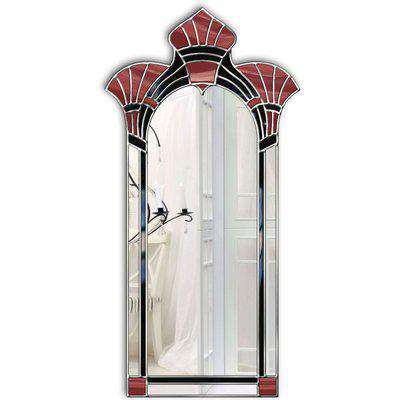 Amelia Original Handcrafted Art Deco Full Length Fan Wall Mirror in Terracotta and Black