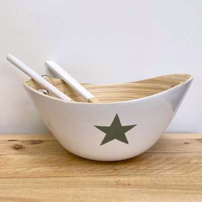 Bamboo Star Salad Bowl with Servers