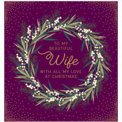 Beautiful Wife Wreath Christmas Card - The Art File