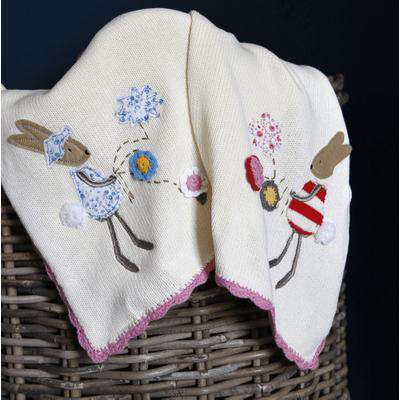 Knitted Rabbit Baby Blanket - Pram