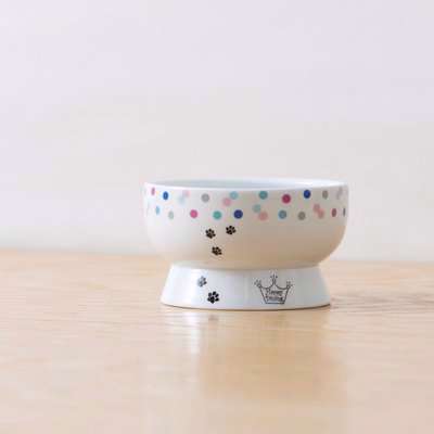 Necoichi - Raised Cat Water Bowl (Limited Edition Colourful Dots)