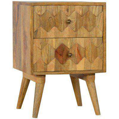Odense Collection Pineapple Carved 2 Drawer Bedside Cabinet