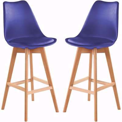 2 PCS Tulip Bar Chairs with Backrest (Blue)