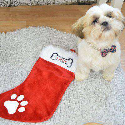 Personalised Doggy Christmas Stocking -Embroidered with a name of your choice