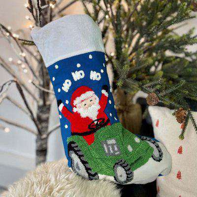 Personalised Santa in a Tractor Christmas Stocking
