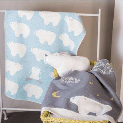 Blue Polar Bears & Penguin Baby Blanket