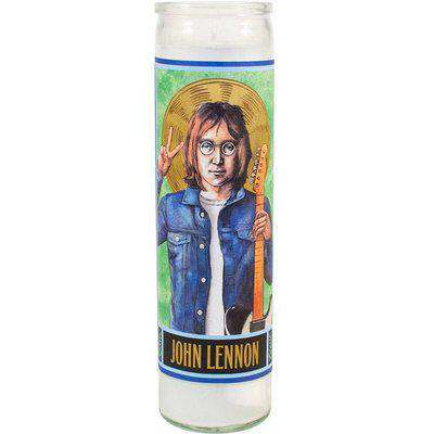 Tall Candle Saint 'John Lennon' votive candle with secular Saint