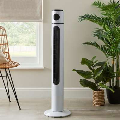 42" White Digital Tower Fan with Remote White