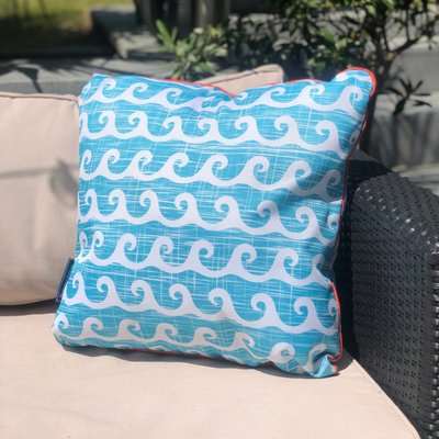 Aruba Blue Water Resistant Outdoor Cushion Blue and White