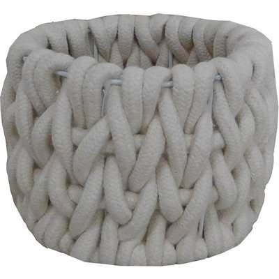 Cable Knit Storage Basket Cream