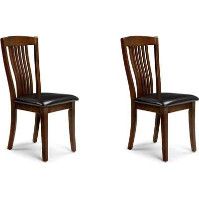 Canterbury Set of 2 Dining Chairs Brown PU Leather Mahogany (Brown)